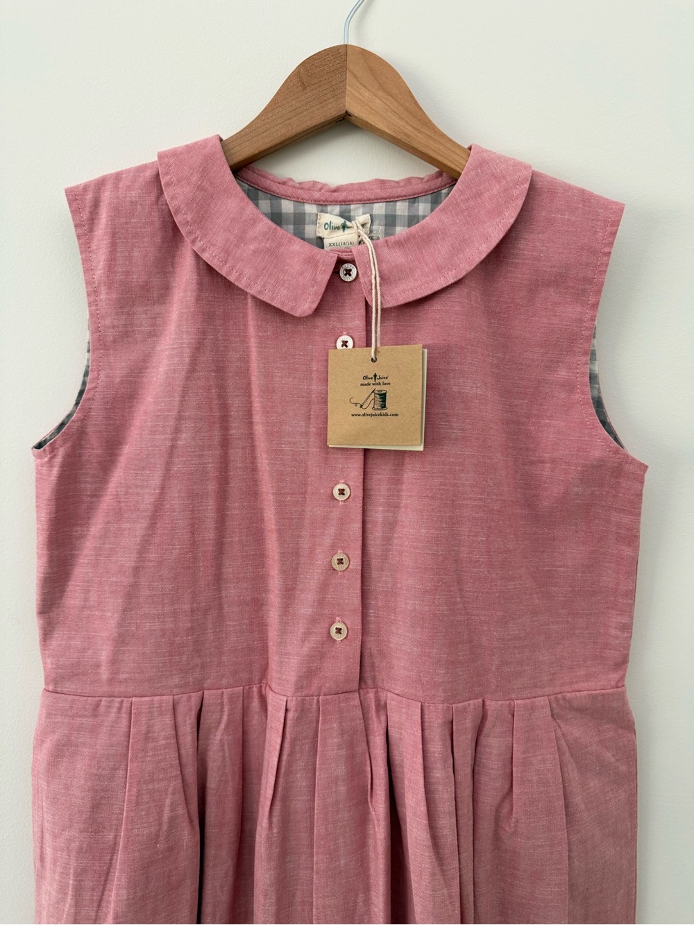 Olive Juice Kids Pink Sleeveless Peter Pan Collar Dress